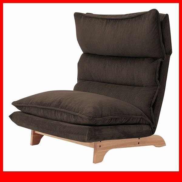 ソファ★新品/脚付きリクライニングローソファ 1人掛け/ハイバック ワイド 天然木脚 日本製 完成品/コーデュロイ グレー/a3拍卖
