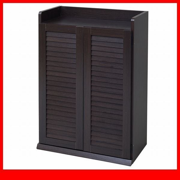 下駄箱★ルーバーシューズボックス 幅60cm 単品/靴箱 シューズラック 下足入れ 玄関収納/薄型 可動棚/ダークブラウン/限定/SGTA-0101/a1拍卖