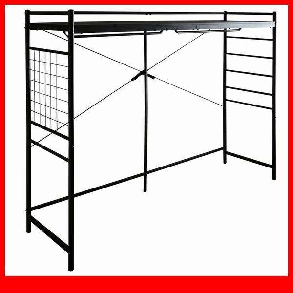 棚 シェルフ★新品/たっぷり収納のハンガーシェルフ/ベッド ソファーの上を収納に/ブラック/a1拍卖