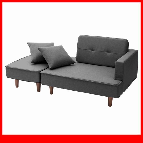 ソファ★新品/組み合わせ自由なコンパクトカウチソファ ラブソファ/オットマン クッション付/ポケットコイル 日本製 完成品/グレー/a4拍卖