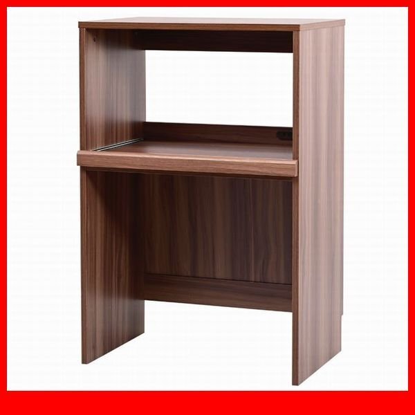 レンジ台★新品/ゴミ箱上レンジ台 ラック/コンパクト 幅60cm コンセント付き 背面化粧 汚れに強いPVC加工/ブラウン/a3拍卖