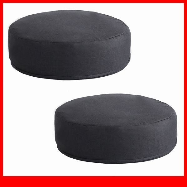 クッション★カバーリング低反発クッション 2個 座布団/洗濯可能なクッションカバー 丸型/シンプル 和室 洋室/厚さ16cm/日本製/ブラック/a2拍卖