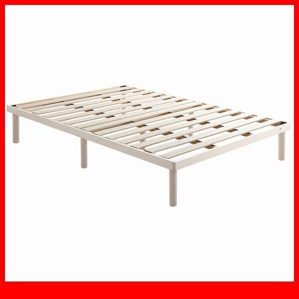 ベッド★新品/パイン材高さ2段階調整脚付きすのこベッド ダブル/通気性 耐久性 頑丈 低ホルムアルデヒド/ホワイトウォッシュ/a4拍卖