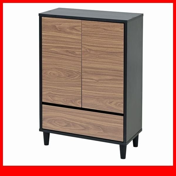 キャビネット★新品/Adatto 扉&チェスト/扉収納 引き出し収納/本棚 食器棚 多目的収納 可動棚/ブラック×ブラウン/a4拍卖