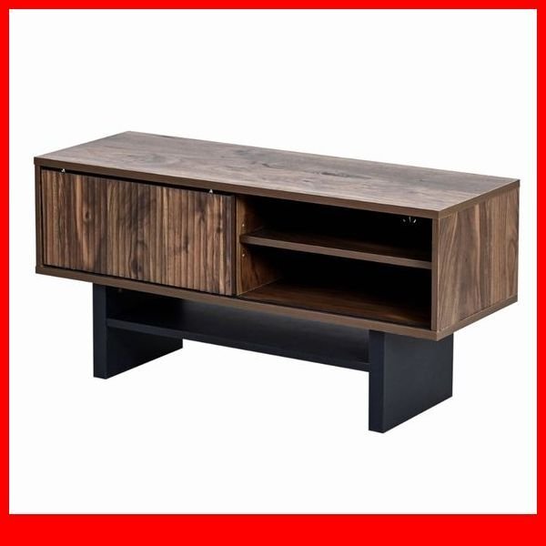 テレビ台★新品/和洋折衷 和モダン テレビボード/幅100cm 42V/オープン 引き出し収納 可動棚 背面化粧/ブラウン ブラック ツートーン/a1拍卖