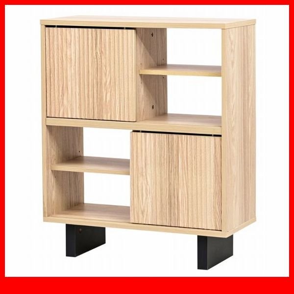 飾り棚★新品/和洋折衷 和モダン シェルフ/魅せる 隠す 収納 背面化粧 間仕切りにも 可動棚/木目調 ナチュラル ブラック ツートーン/a3拍卖