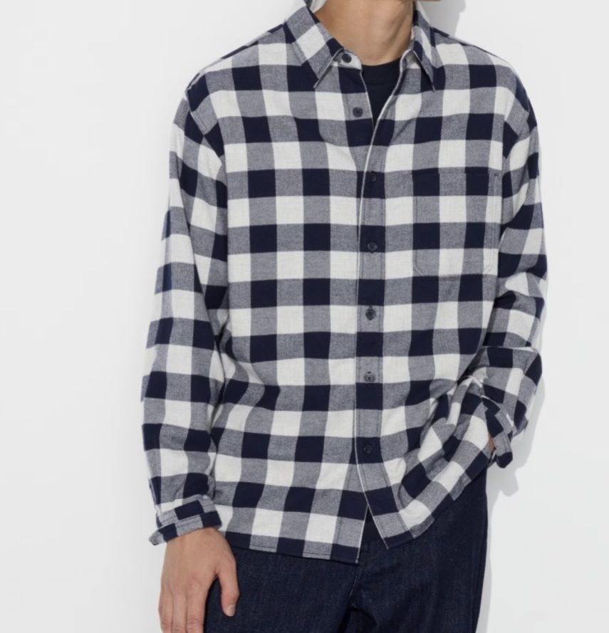 送料無料★新品★UNIQLO★正規品ユニクロ★フランネルシャツ★グレーチェック★サイズXXL・3XL拍卖