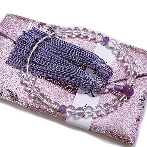 永善念珠屋 数珠 女性用 水晶 藤雲石 西陣織 金襴 数珠袋 念珠 念数珠 葬式 葬儀 お通夜 墓参り お盆 法事 法要 念誦 告拍卖