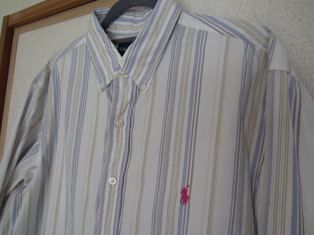 90s Ralph Lauren【CUSTOM FIT/ピンクポニー】ボタンダウン長袖シャツ(XL) /ラルフローレン ヴィンテージ拍卖