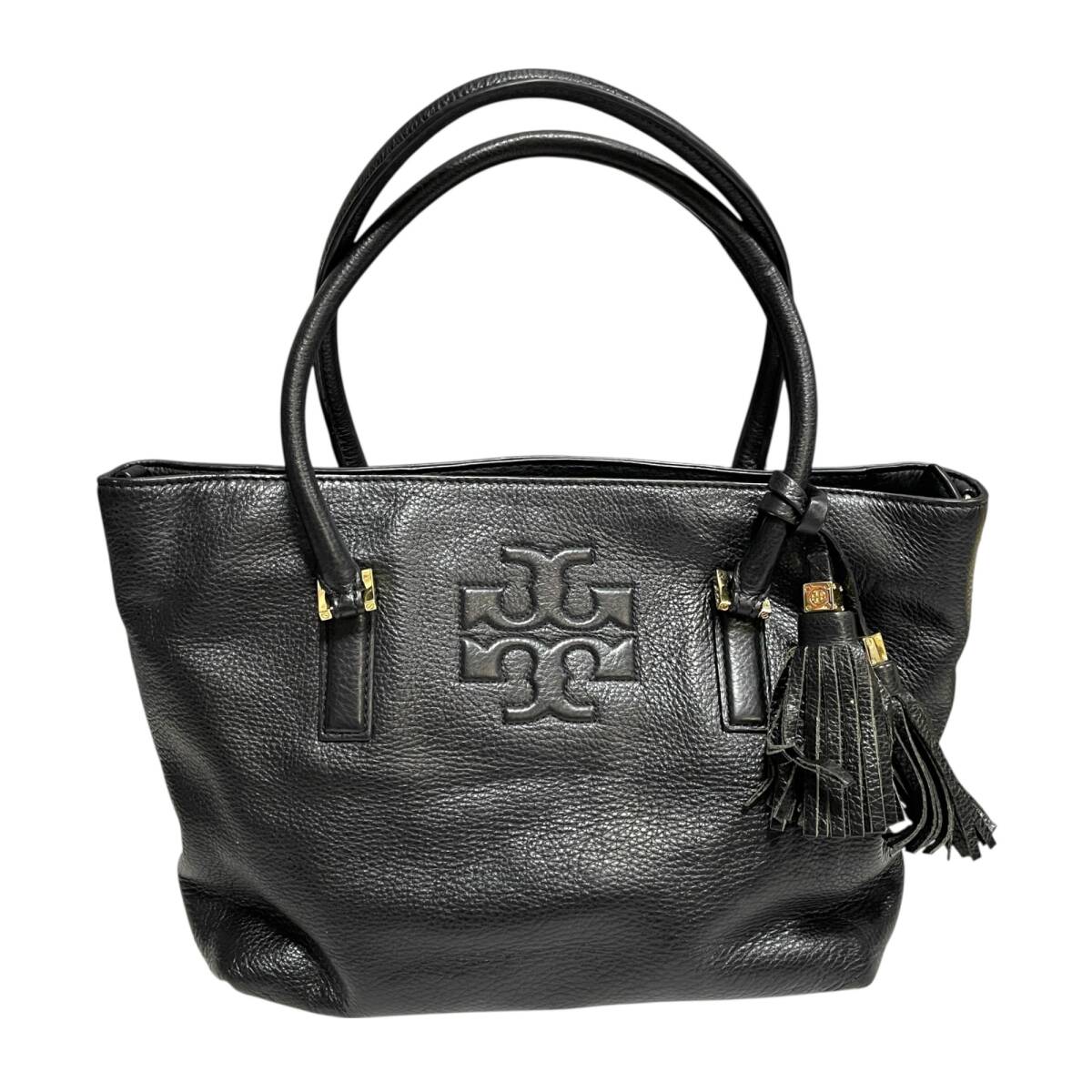 ◆中古品◆Tory Burch トリーバーチ レザー トートバッグ レディース ブラック タッセルバッグ ハンドバッグ Q82103NC拍卖