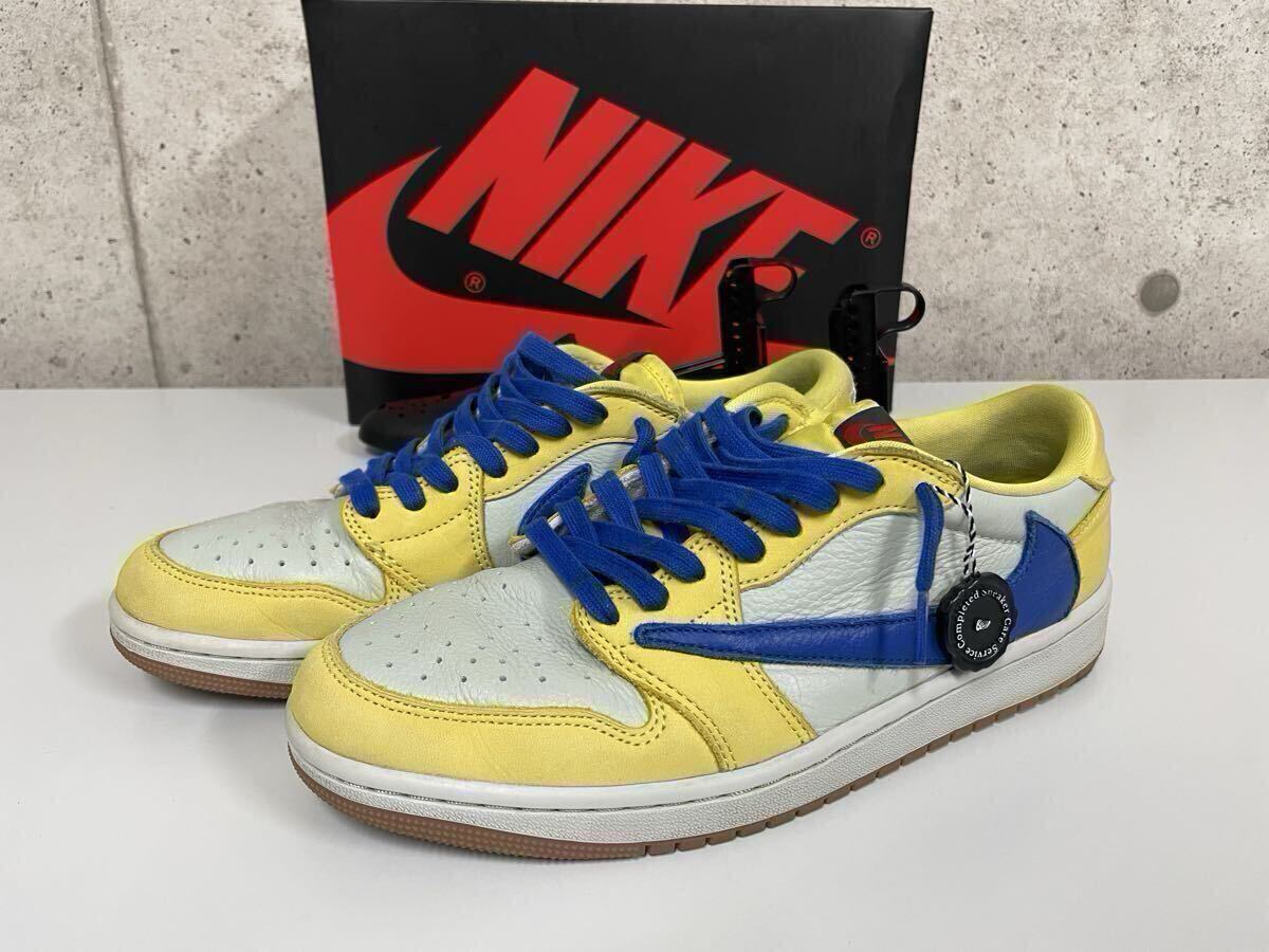 クリーニング済!Travis Scott × NIKE AIR JORDAN1 Retro Low OG”Canary”27.5cm DZ4137-700拍卖