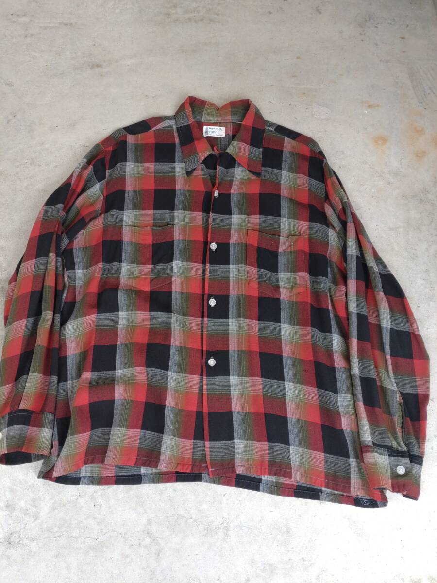 ビンテージ タウンクラフト TOWNCRAFT オンブレシャツ オンブレ シャツ 開襟 オープンカラーシャツ アロー 拍卖