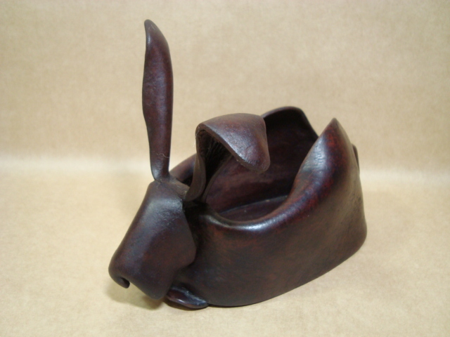 ヴィンテージ★レザークラフト ウサギ型 小物入れ★サドルレザー拍卖