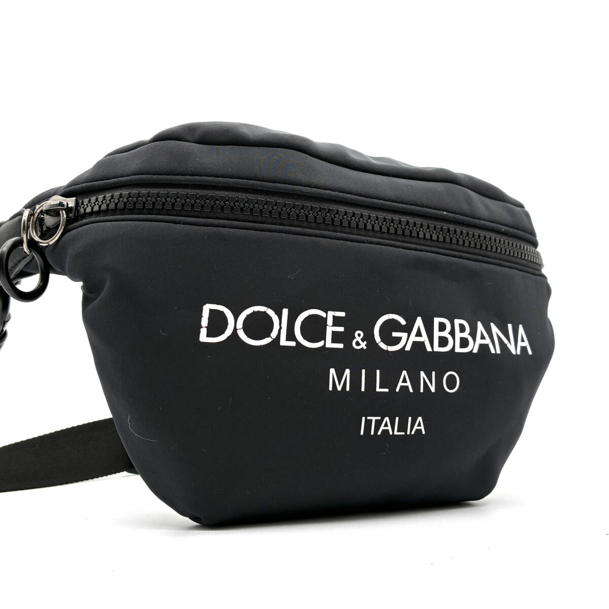 美品 DOLCE&GABBANA ドルチェアンドガッバーナ ドルガバ D&G ボディバッグ ウエストバッグ メンズ ロゴ 斜め掛け ポーチ ブラック拍卖