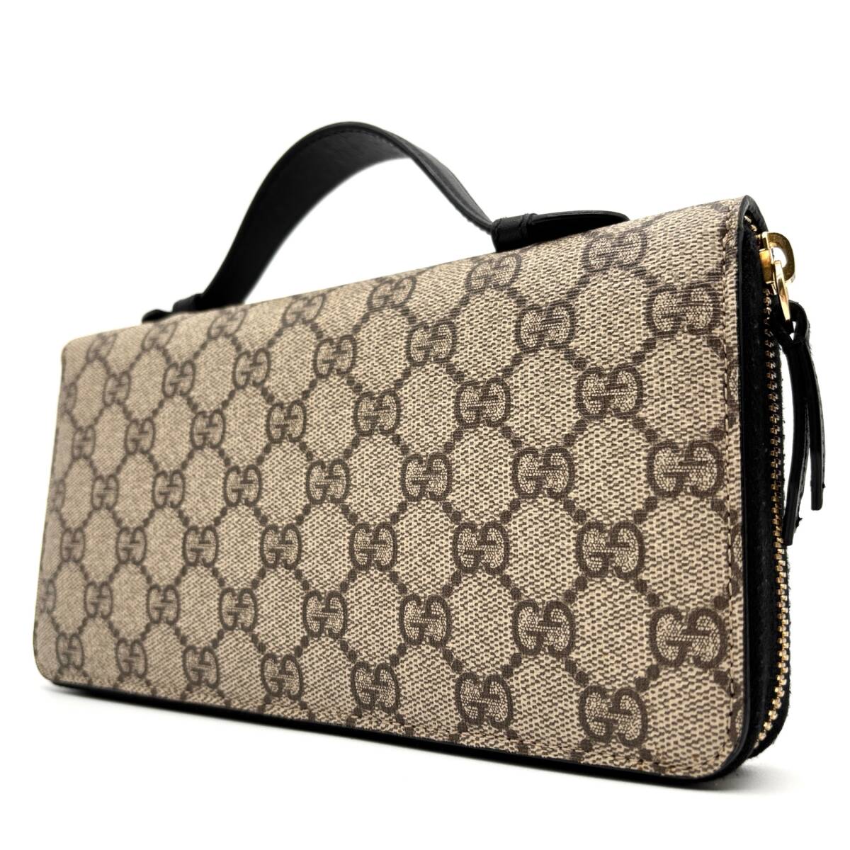 極美品 GUCCI グッチ 長財布 オーガナイザー トラベルウォレット ラウンドファスナー GGスプリーム ベージュ PVC レザー 大容量 431714拍卖