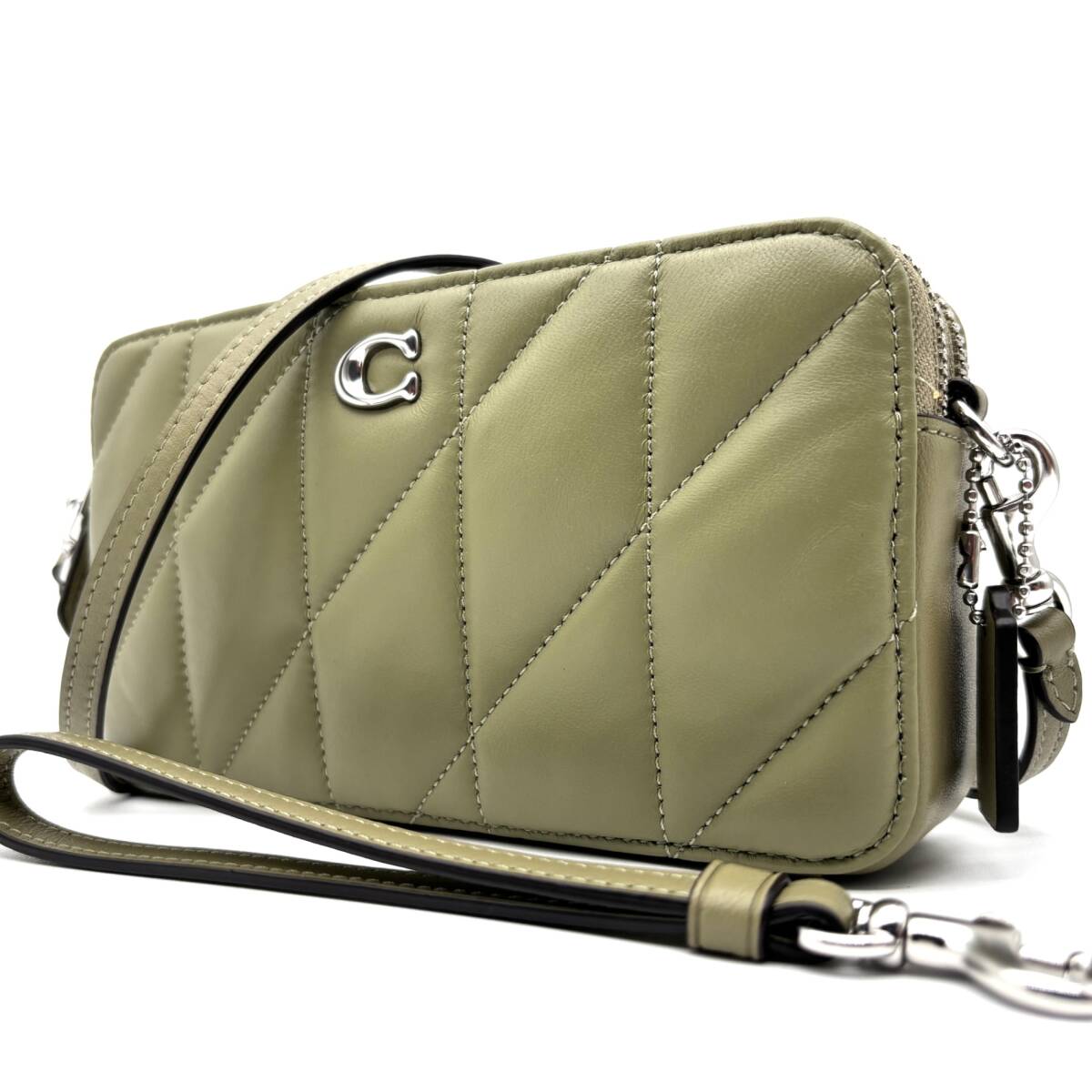 COACH コーチ キラ クロスボディ・ピロー キルティング ショルダーバッグ シルバーロゴ金具 レザー モスグリーン CM531 レディース 現行品拍卖