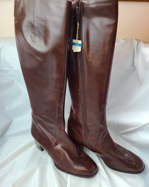 銀座ヨシノヤ レザー ロングブーツ ブラウン 23.5cm 未使用 長期保管品 GINZA yoshinoya レディース シューズ ブーツ拍卖