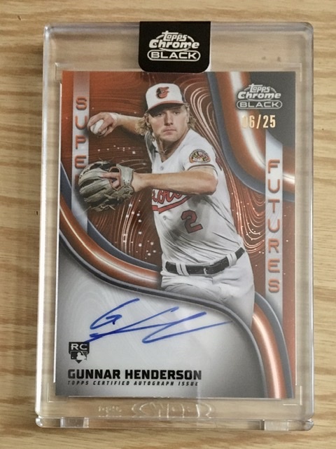 2023 TOPPS CHROME BLACK BASEBALL GUNNER HENDERSON SUPER FUTURES AUTOGRAPH CARD ORANGE REFRACTOR /25拍卖