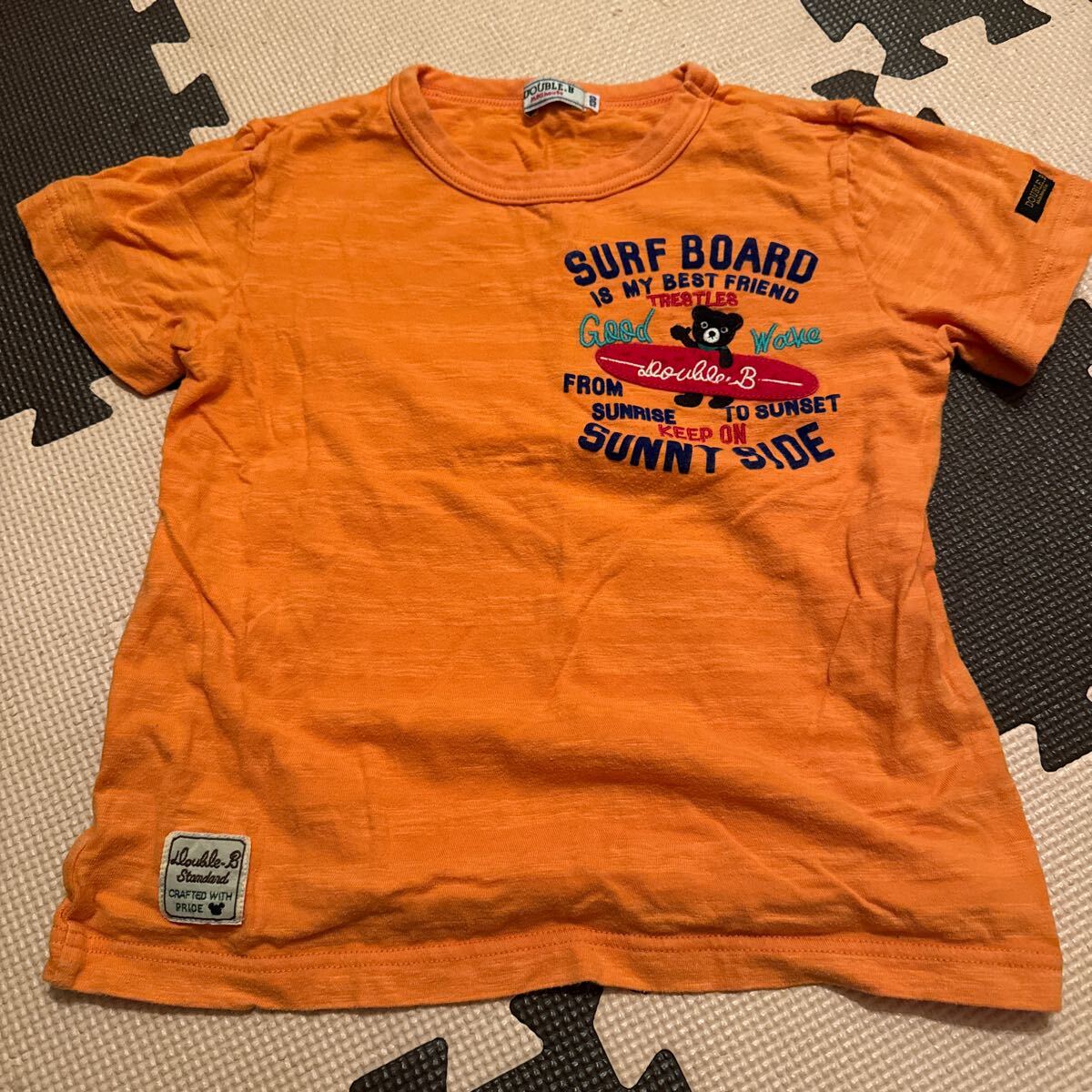 ミキハウス ダブルビー くま 刺繍 オレンジ Tシャツ 半袖Tシャツ サイズ130拍卖