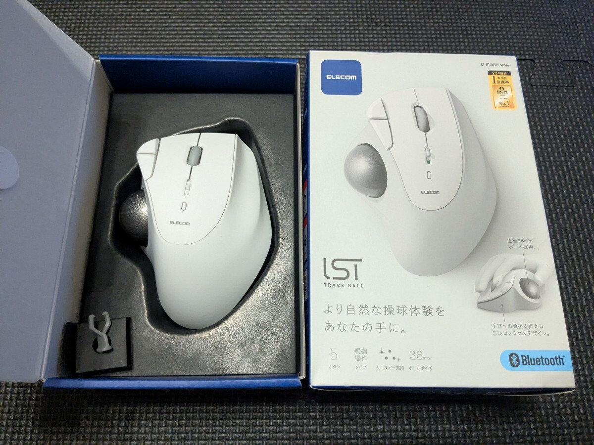 ◎0711u1436 エレコム ワイヤレス トラックボールマウス IST Bluetooth 親指操作 36mmボール 人工ルビー支持 5ボタン ホワイト M-IT10BRWH拍卖