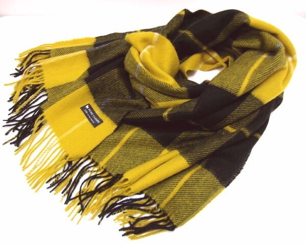 新品★23区 カシミヤストール★チェック イエロー拍卖