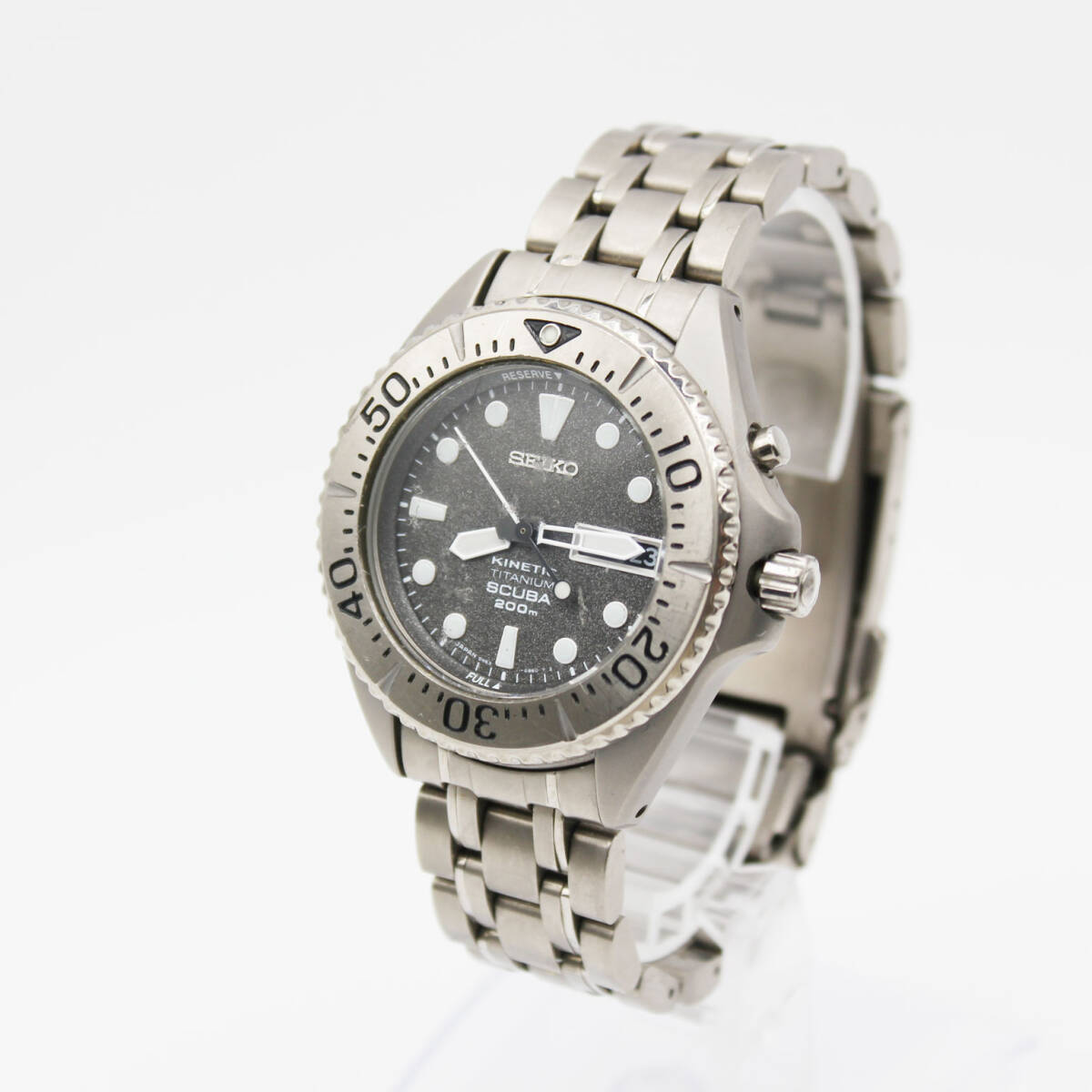 W251126-23 SEIKO KINETIC TITANIUM SCUBA セイコー 5M63-0B40 メンズ腕時計 自動巻き デイデイト 現状品 ダイバーズウォッチ チタン拍卖