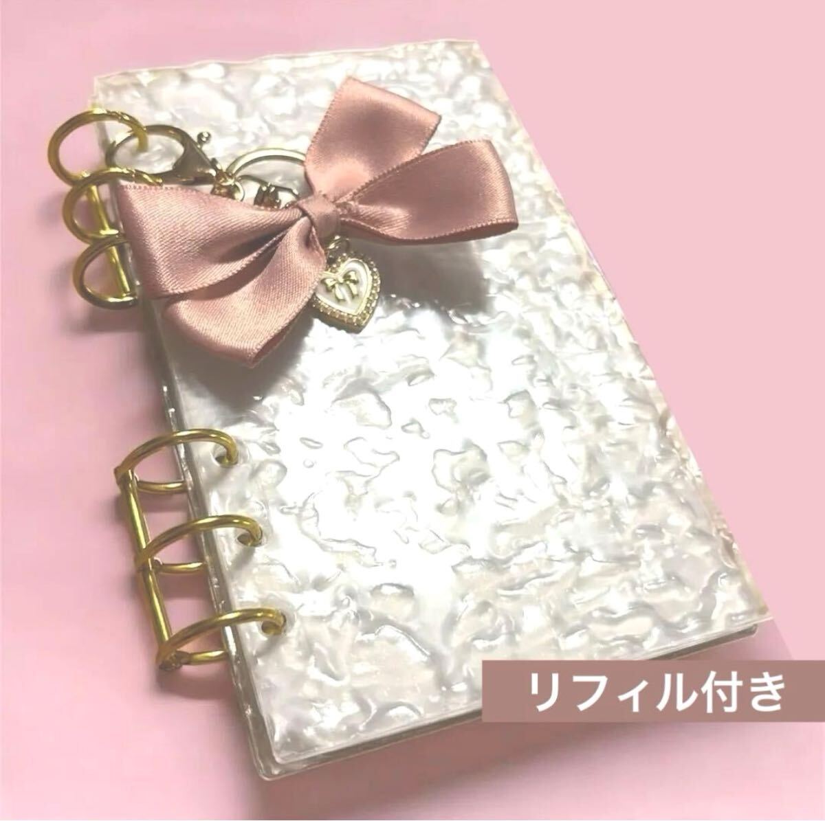 アクリルバインダー リボン バインダー貯金 A6 リフィル付き リボンチャーム バインダー貯金 saving 家計管理拍卖