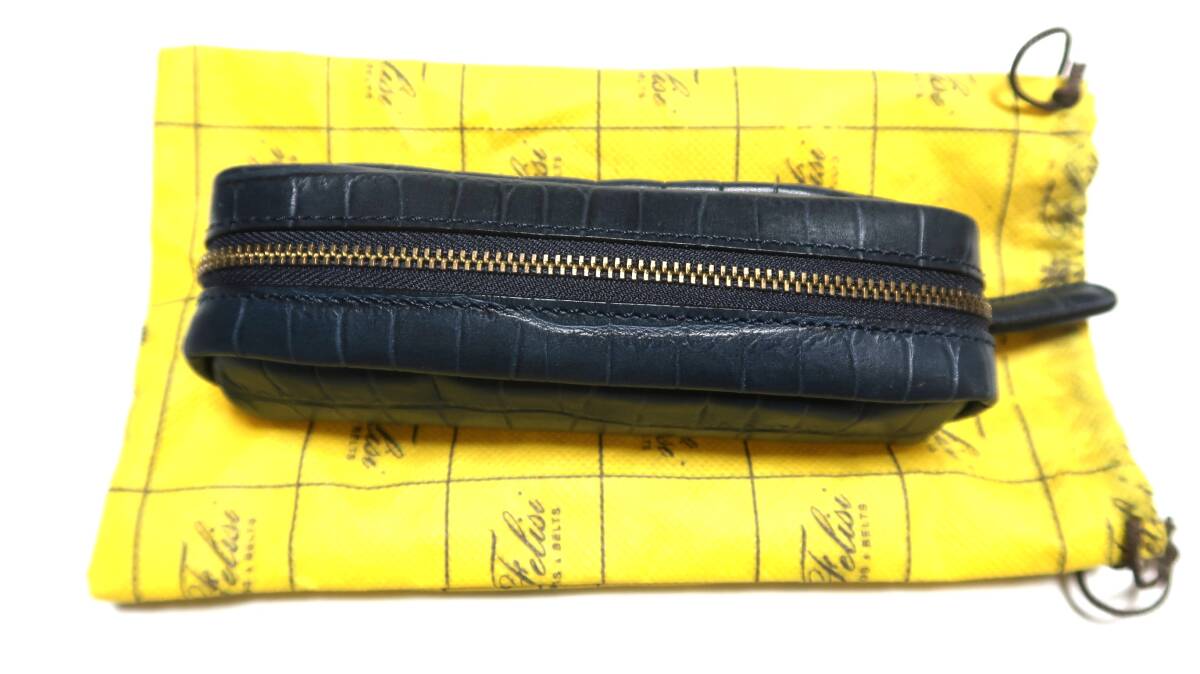 《送料無料・未使用》<33,000円>FELISI フェリージ クロコ型押しペンケース 724 筆入れ 筆箱 カラー:BLUE拍卖