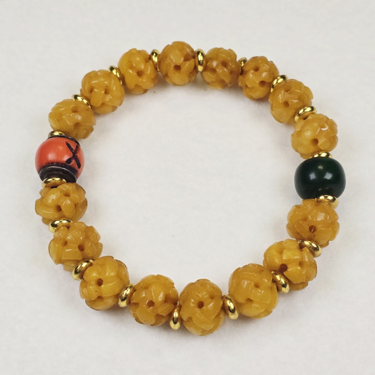 仏具 法器 チベット ヤク骨透彫 珊瑚 角隔珠 数珠 仏珠 美品拍卖