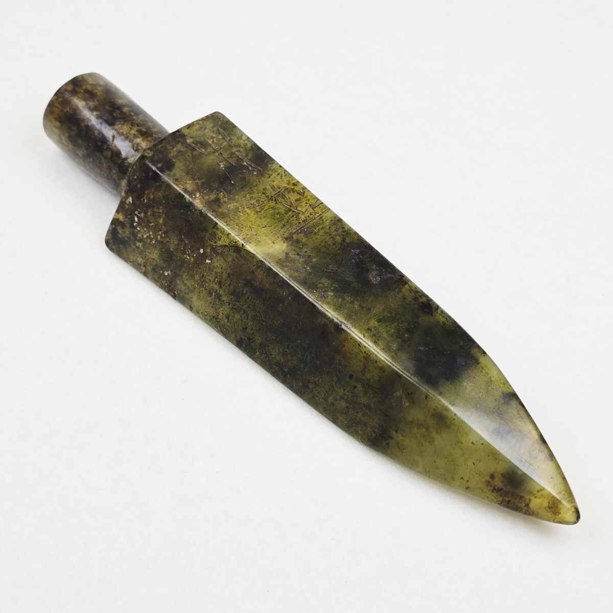 骨董品 天然石 古玉 手彫銘文 矢印 矛先 置物 武具 祭礼器 激安拍卖
