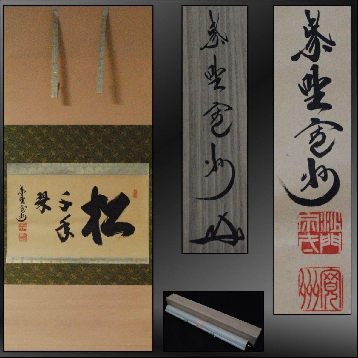 真筆 紙本 大徳寺 長谷川寛州 松千年翠 横物 茶掛 掛軸 共箱拍卖