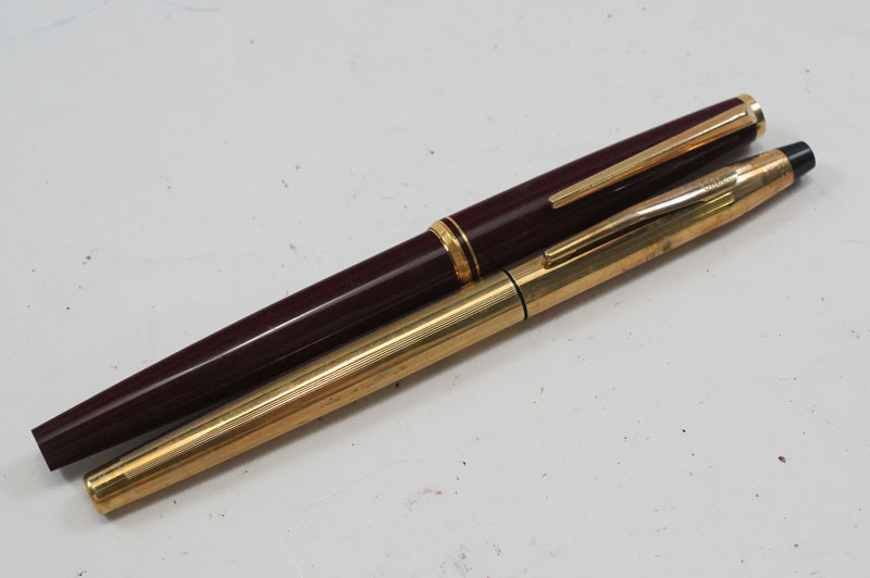 【L857】14K 万年筆 2本まとめて MONTBLANC/モンブラン CROSS/クロス 1/20 10KT GOLD FILLED 文房具拍卖
