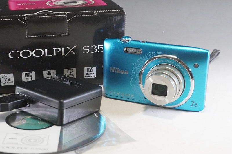 1円~【L900】Nikon/ニコン COOLPIX S3500 ブルー コンパクトデジタルカメラ バッテリー・充電器・付属品付拍卖