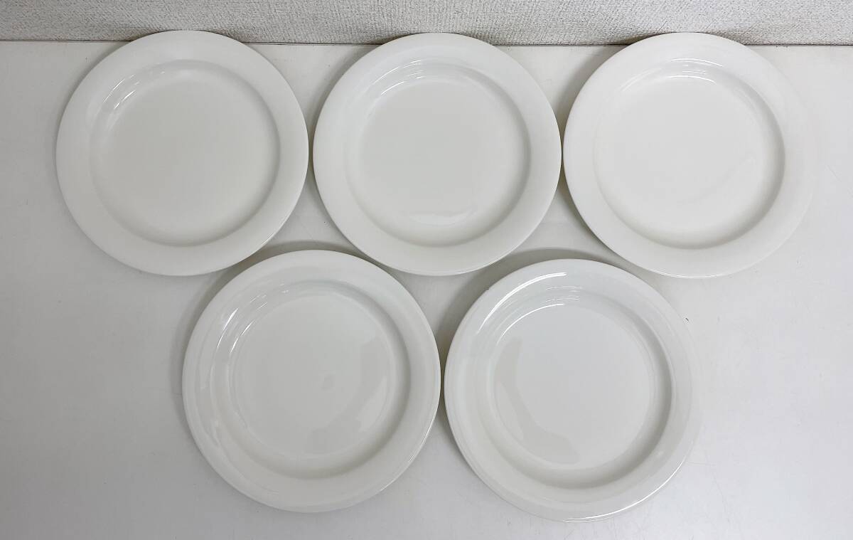【ARABIAアラビアArcticaアークティカ プレート5枚セット】洋食器/工芸品/コレクション/ホワイト/丸皿/直径約20cm/A711-183拍卖