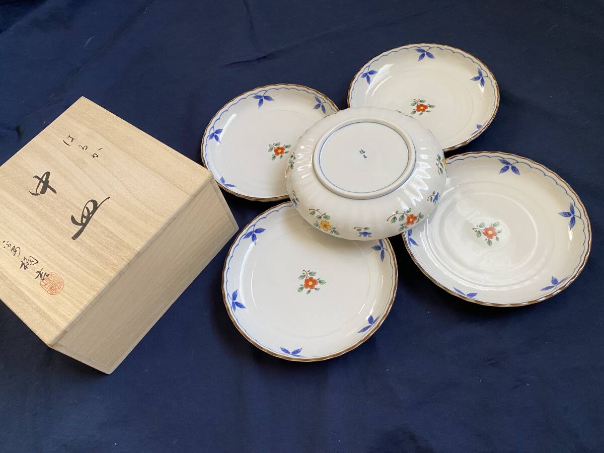 目玉焼きにピッタリサイズ!★新品【たち吉】はるか 中皿5枚★拍卖