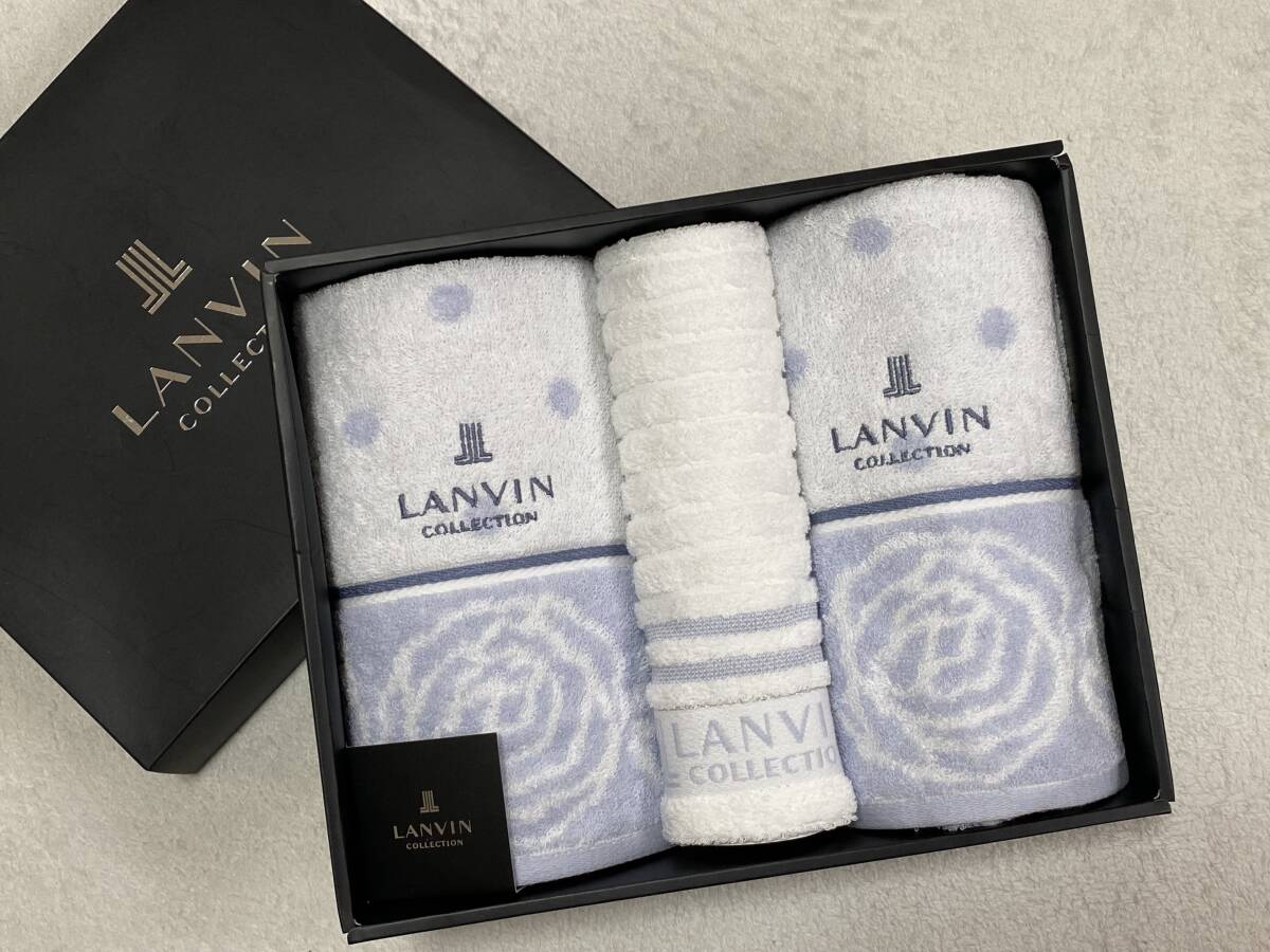 ★新品【LANVIN/ランバン】フェイスタオル2枚&ウォッシュタオル1枚(昭和西川・今治産)★拍卖