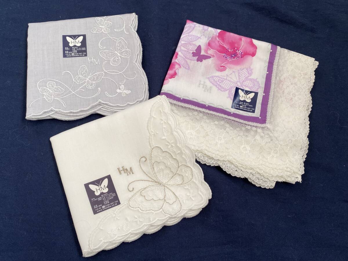 ★新品【HANAE MORI】婦人ハンカチ3枚(川辺製造)★拍卖