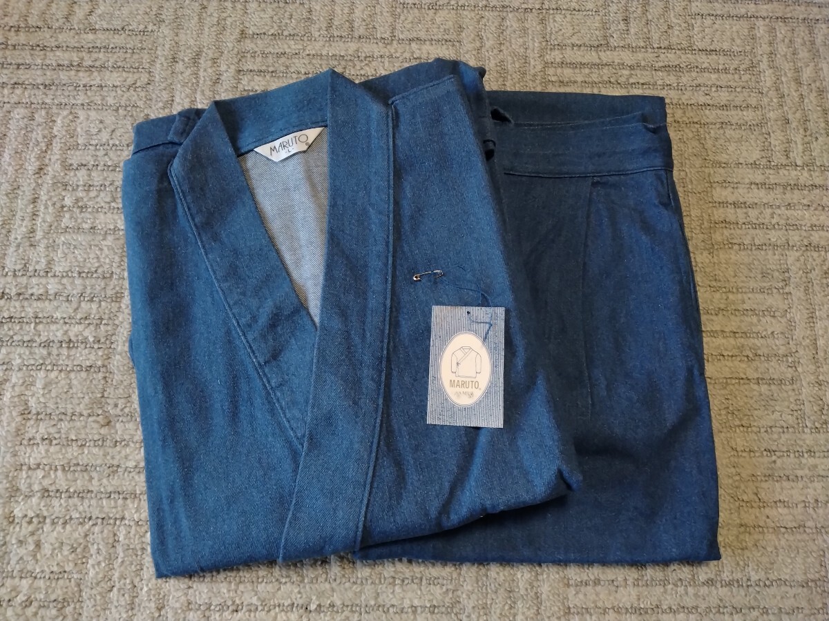 岡山 井原 日本製 藍の里 デニム 作務衣 上下セット Lサイズ 綿100% 最高級 和装 和服 甚平 法衣 袈裟 仏教 装束 仏具 威儀 職人 502拍卖