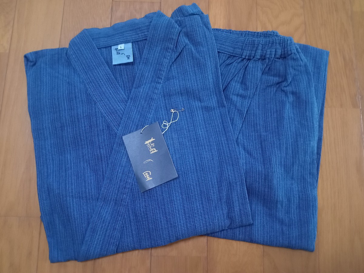 岡山 井原 日本製 藍の里 インディゴ 作務衣 上下セット Lサイズ 綿100% 最高級 和装 和服 甚平 法衣 袈裟 仏教 装束 仏具 威儀 職人 780拍卖