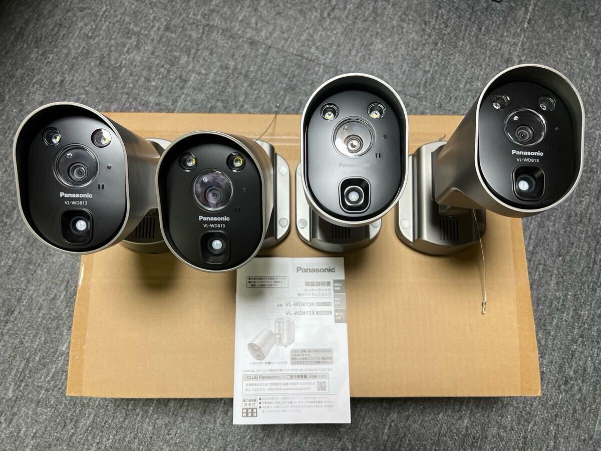 1円スタート パナソニック Panasonic VL-WD813X 屋外ワイヤレスカメラ 防犯カメラ 4台セット 保証書あり拍卖