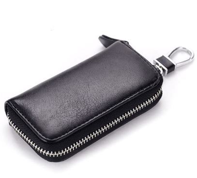 送料込 本革 キーケース 家 車 バイク 皮ケース スマートキー IC カード ファスナー キーホルダー 多機能拍卖