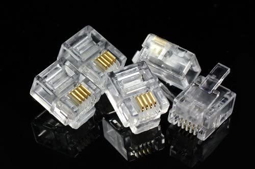 送料無料 モジュラープラグ モジュラーコネクタ RJ11コネクタ 6極4芯(6P4C)200個 ファクス 電話 FAX にも拍卖