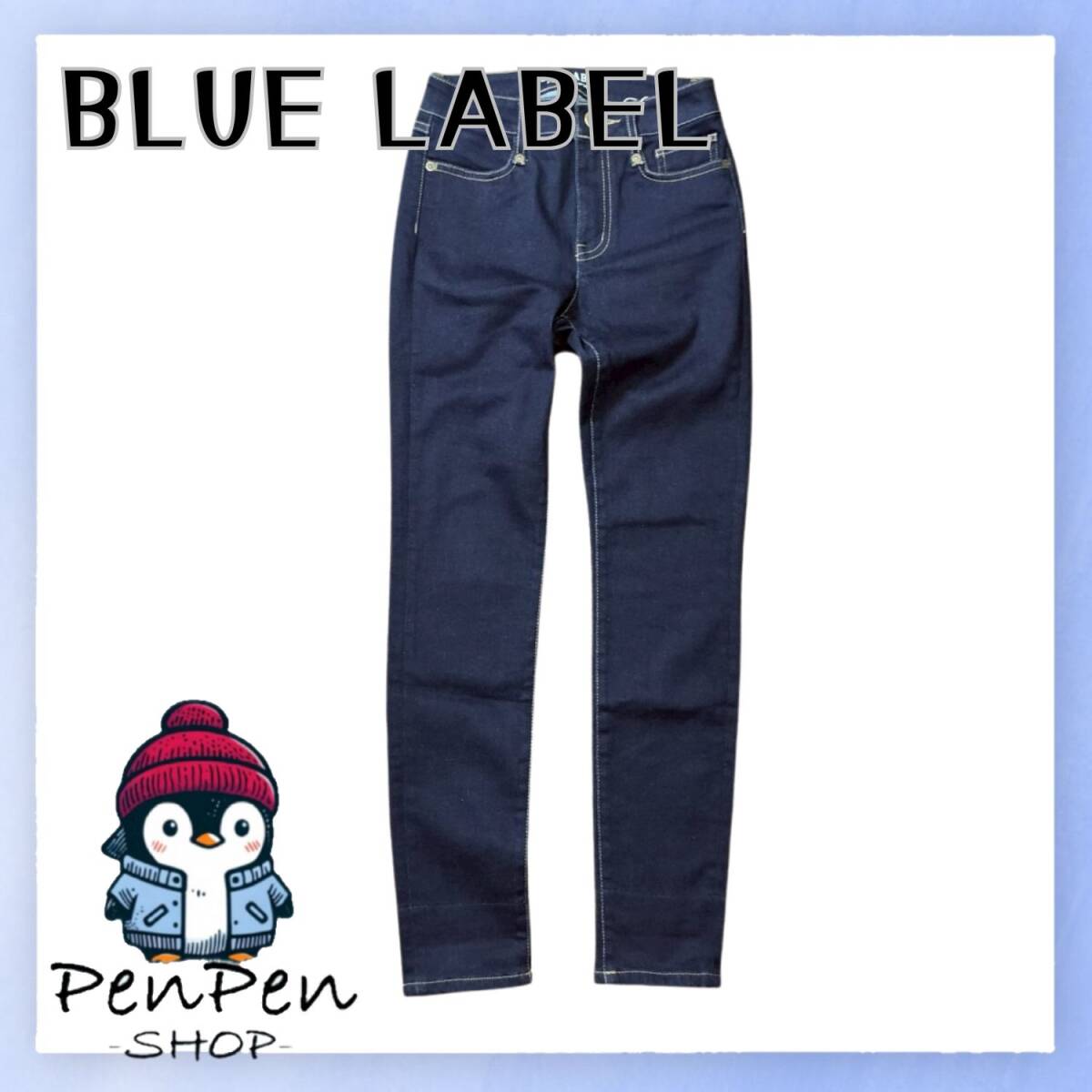 美品 ストレッチ BLUE LABEL CRESTBRIDGE ブルーレーベル クレストブリッジ レディース デニムパンツ スキニー インディゴ 34 S 程度拍卖