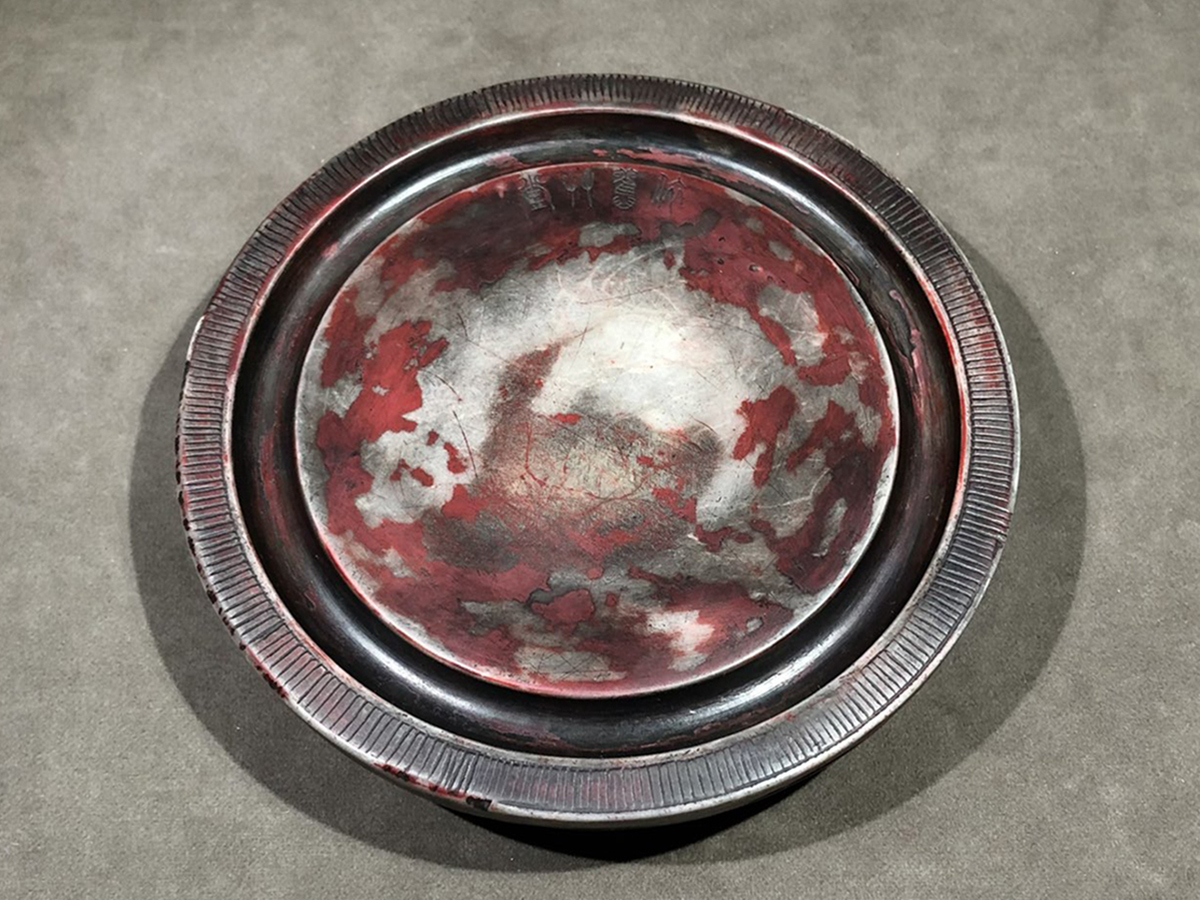 ▽鴻▽清時代 老坑白端硯 竹編紋端渓硯 朱硯 費丹旭銘 唐硯 墨寶 書道具 時代物 中国古美術 骨董品拍卖