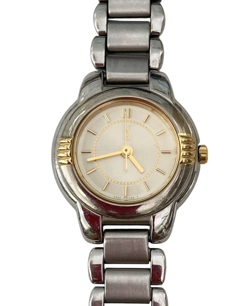 (M) イヴサンローラン YSL 腕時計 レディース 5930-F91474 ラウンド シルバー×ゴールド 箱付き ブランド 1円~拍卖
