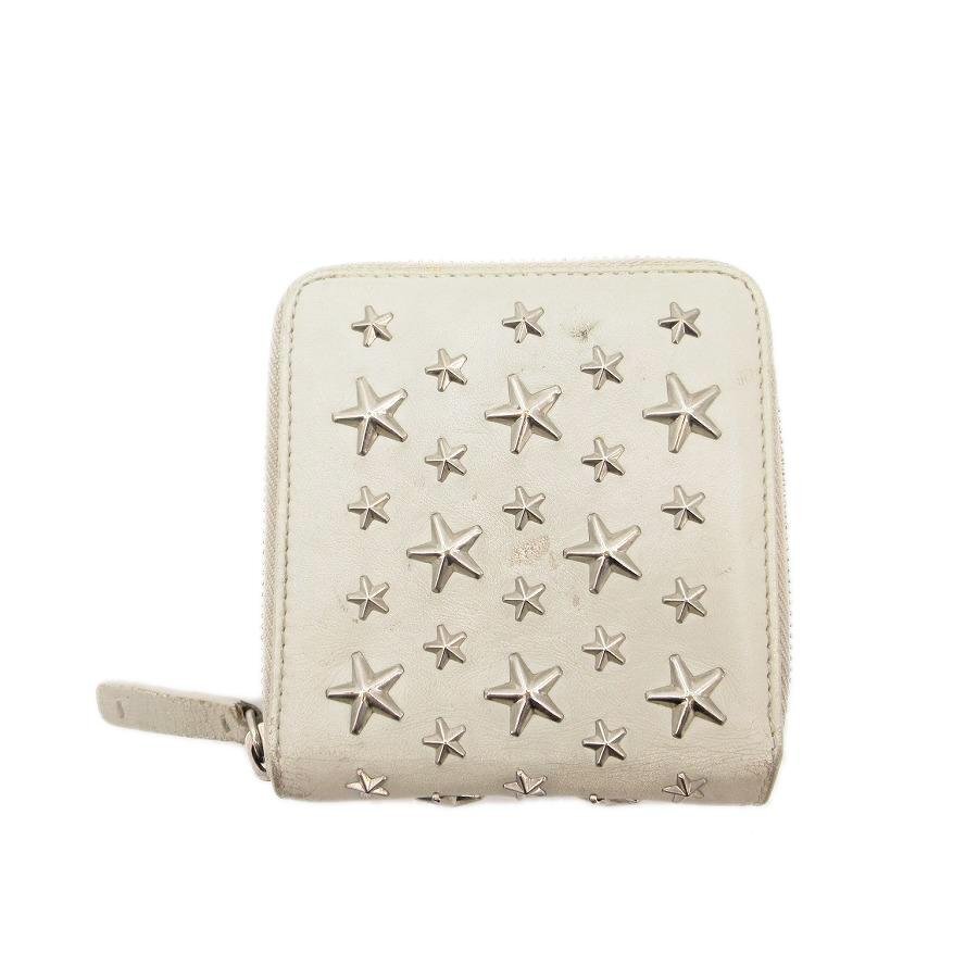 送料無料 ジミーチュウ JIMMY CHOO 財布 二つ折り ラウンドファスナー レザー スタッズ スター 星 レディース拍卖