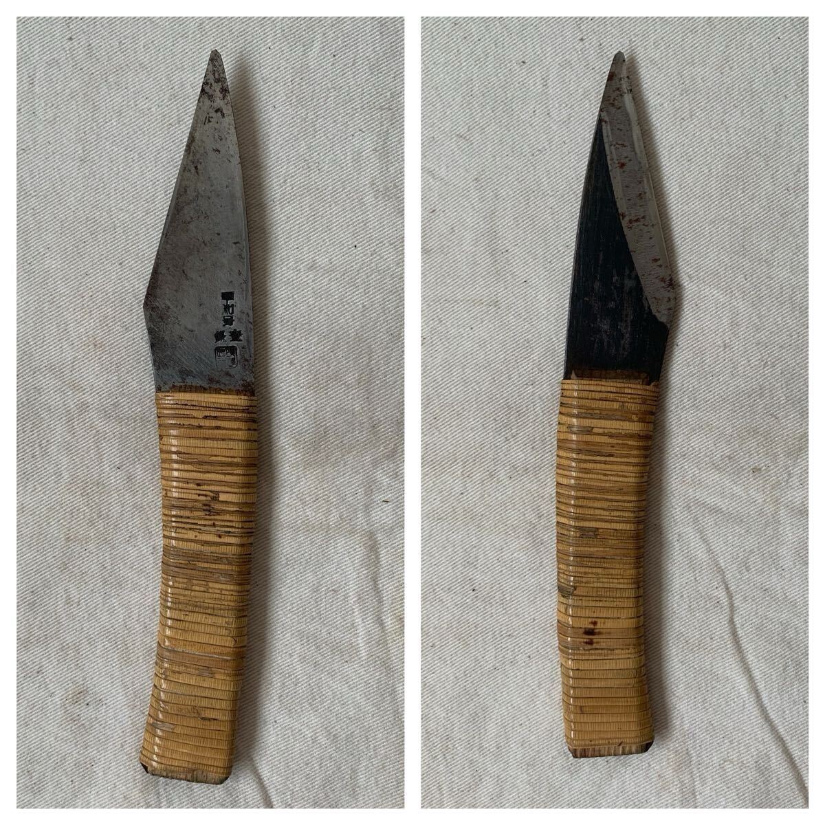 旧家蔵出し 経年の雰囲気が素敵な古い接木小刀 切出し刃物ナイフ大工道具クラフト古道具店舗什器アンティークビンテージコレクションレトロ拍卖