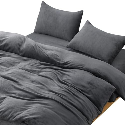 Melvint 掛け布団カバー3点セット シングル フランネル 吸湿発熱 静電気防止 ダックグレー拍卖