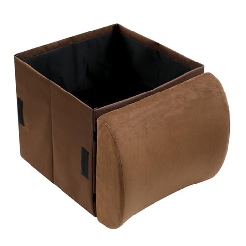 車用 2WAY収納ボックス/クッション 折りたたみ 転落防止 助手席 後部座席 ブラウン 大容量拍卖