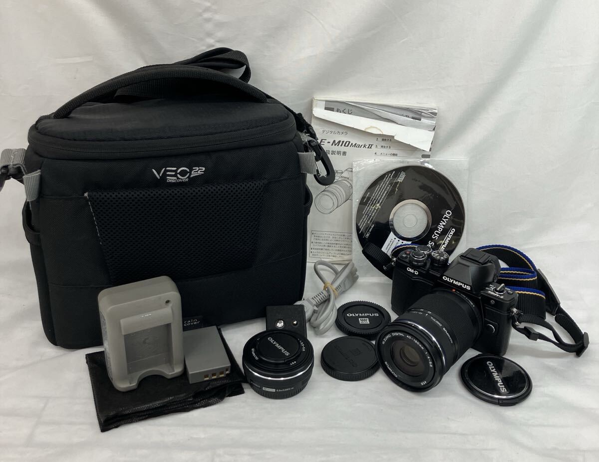 【再出品】OLYMPUS E-M10 MarkII OM-D デジタルカメラ レンズ付き14-42.mm 40-150mmレンズ拍卖
